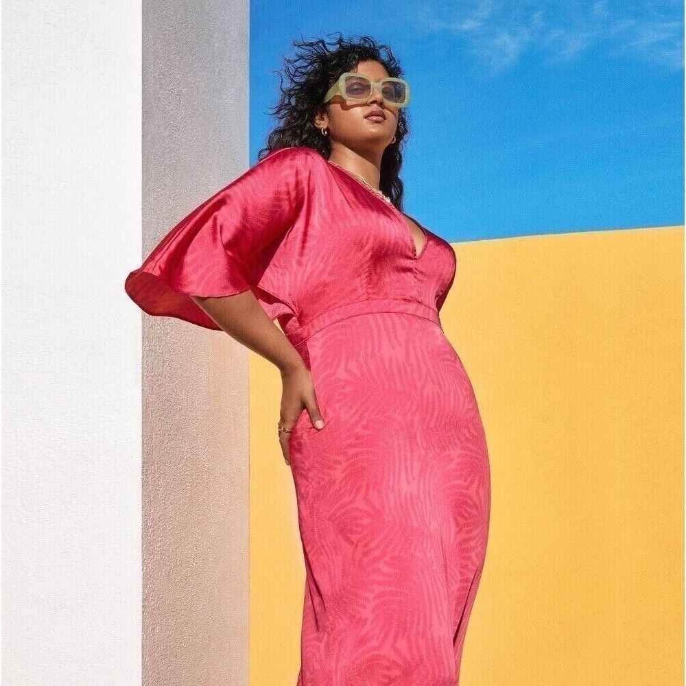 Fe Noel x Target Red Contrast Palm Leaf Maxi Dress Size 8